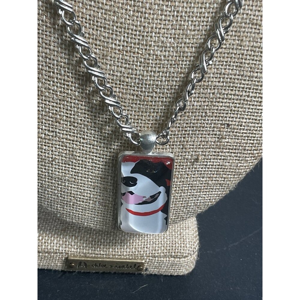 Long Monet Silver Chain Necklace With Dog Pendant
